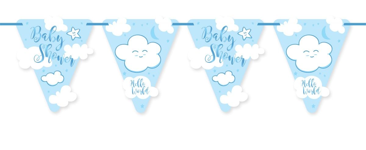 Babyshower blauw jongen vlaggenlijn 6 meter