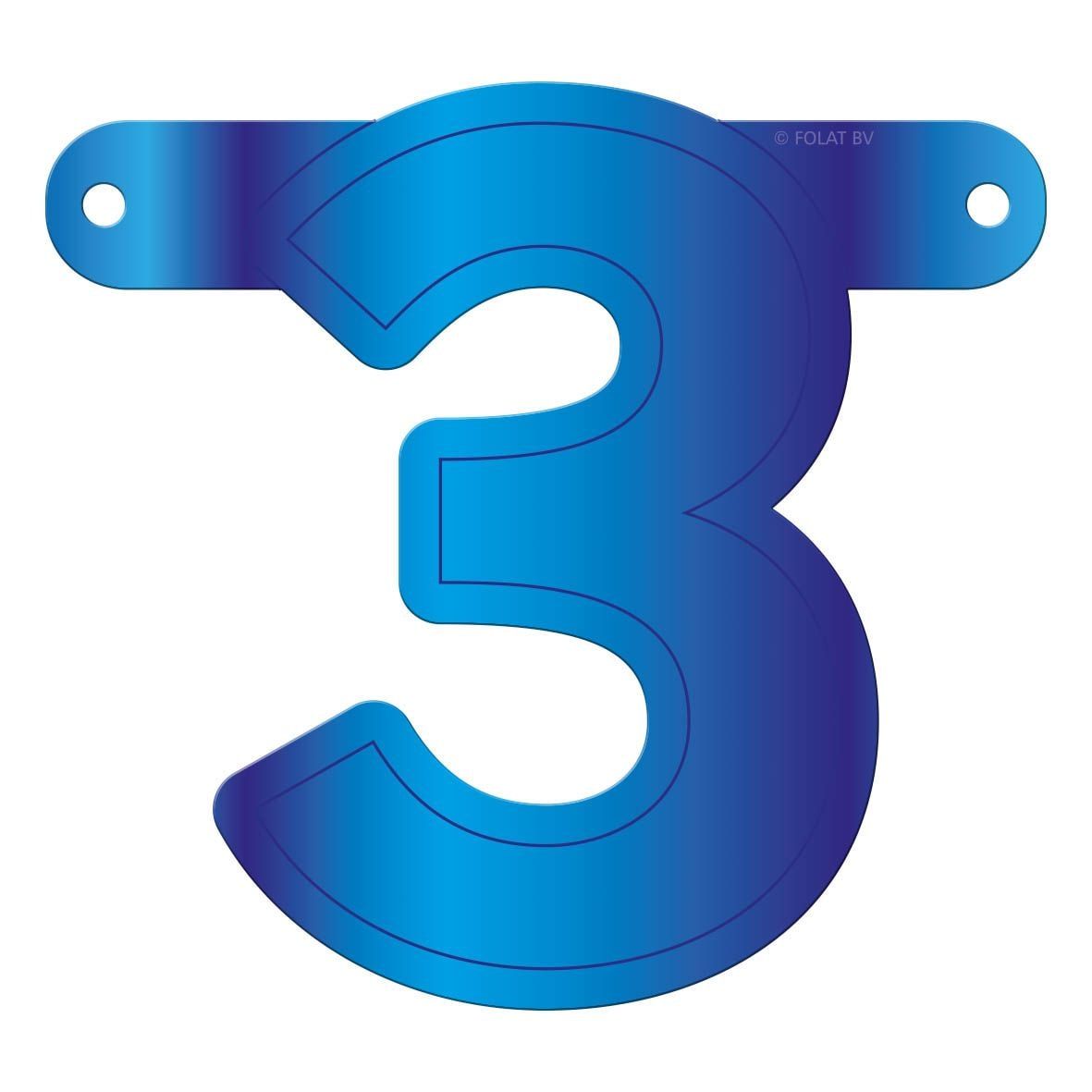 Banner cijfer 3 blauw