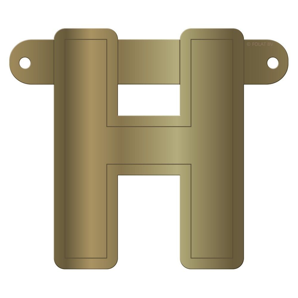 Banner letter H metallic goud