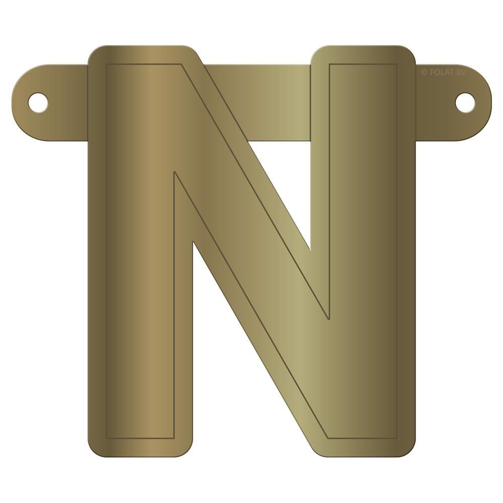 Banner letter N metallic goud