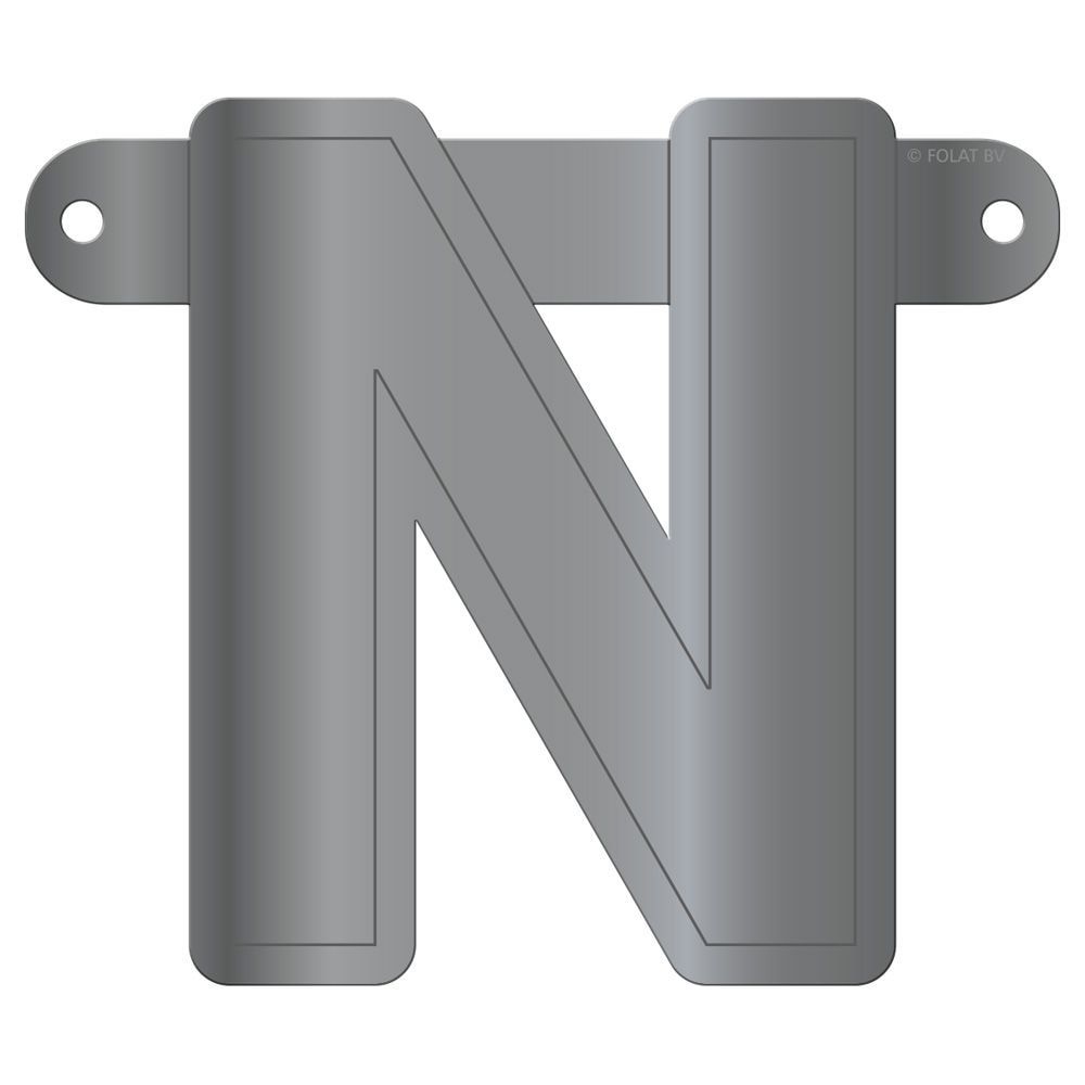 Banner letter N metallic zilver