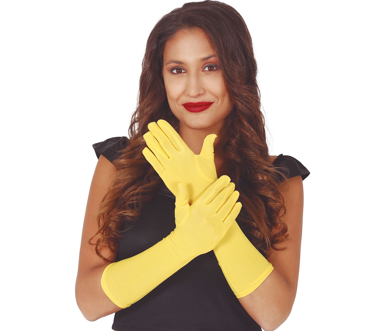 Basic lange handschoenen geel