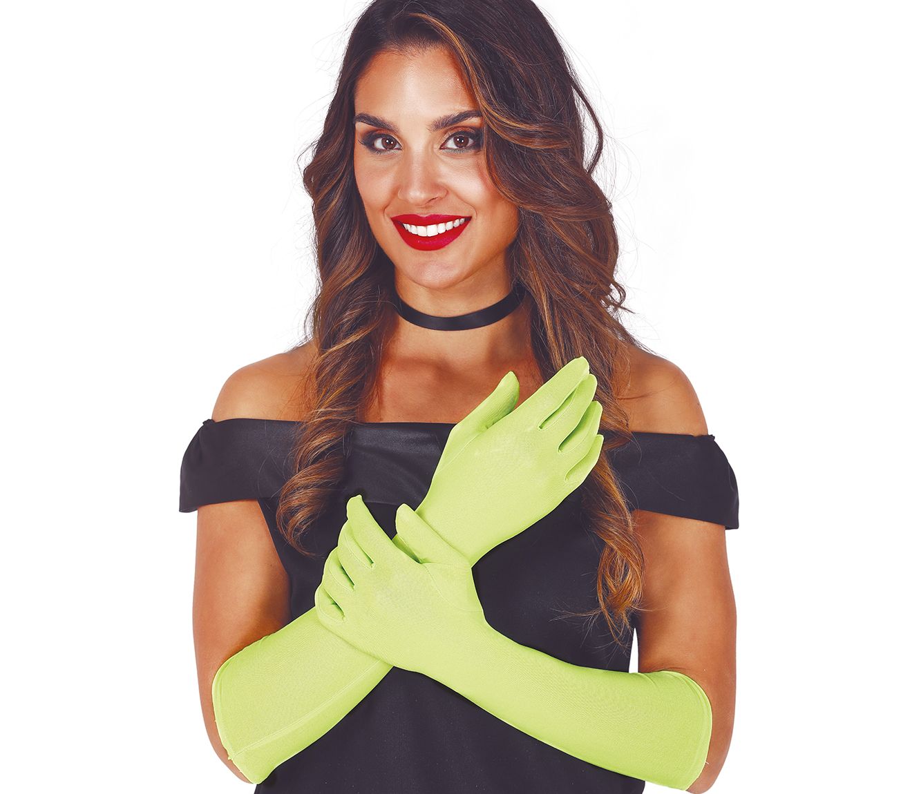 Basic lange handschoenen neon groen