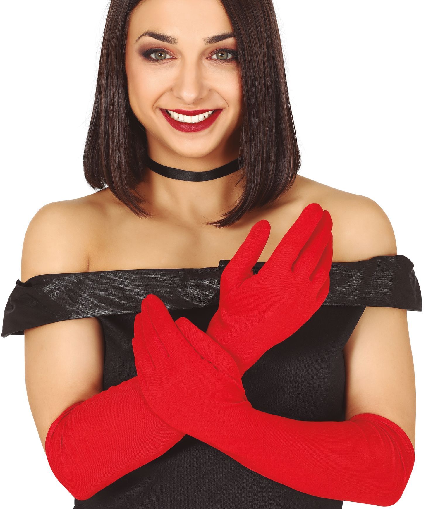 Basic lange handschoenen rood