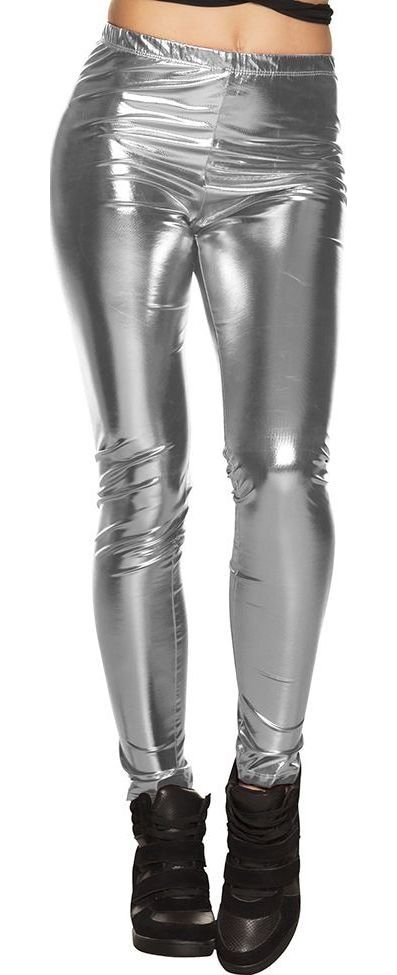 Basic legging zilver glimmend