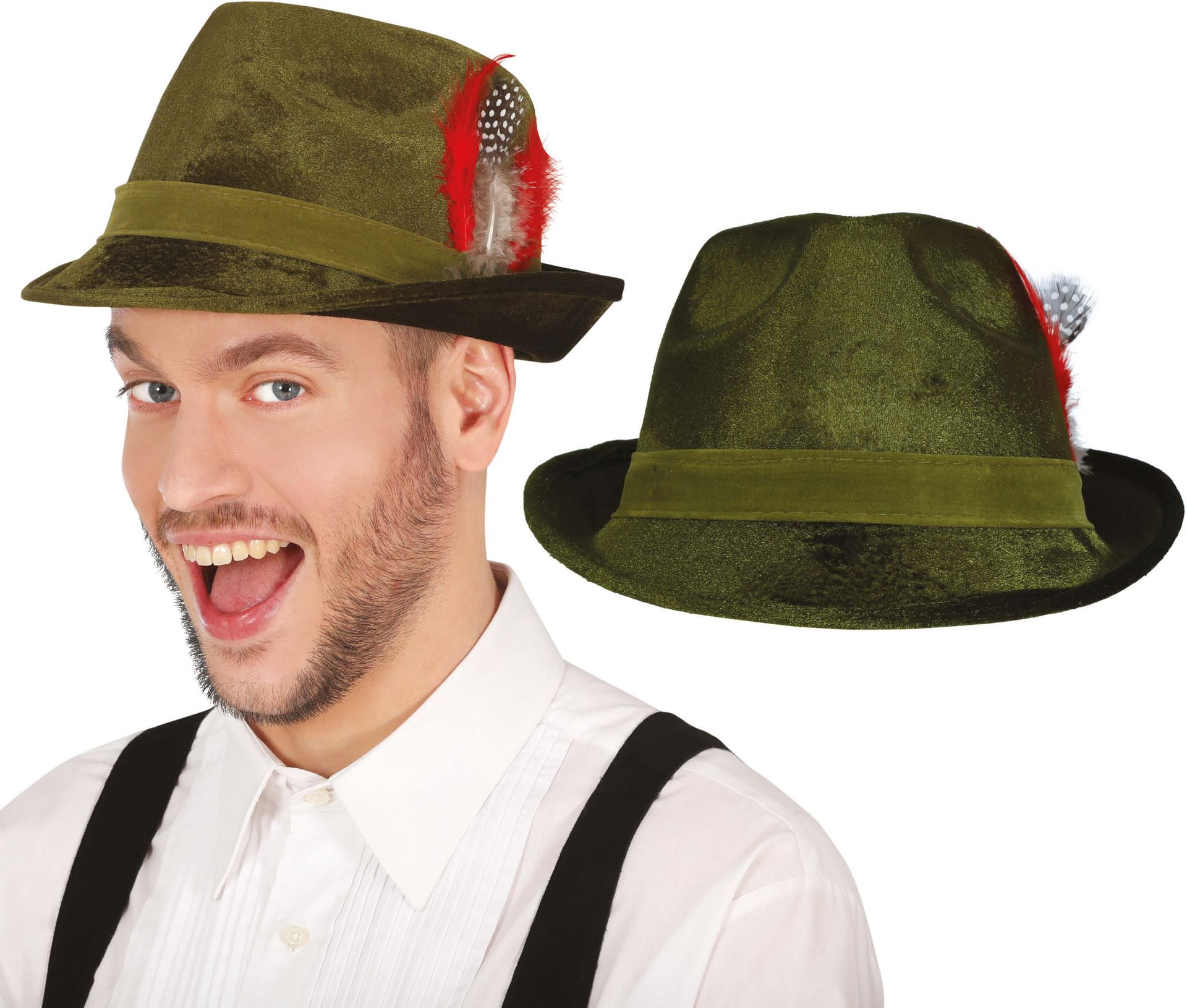 Beierse Oktoberfest Hoed Fluweel Groen