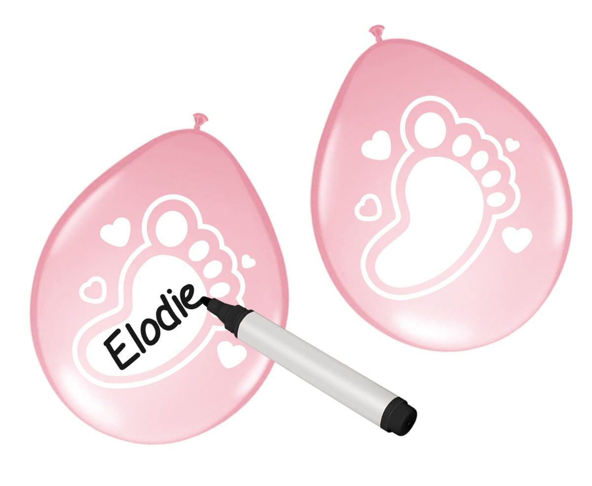 Beschrijfbare ballon baby roze 6 stuks