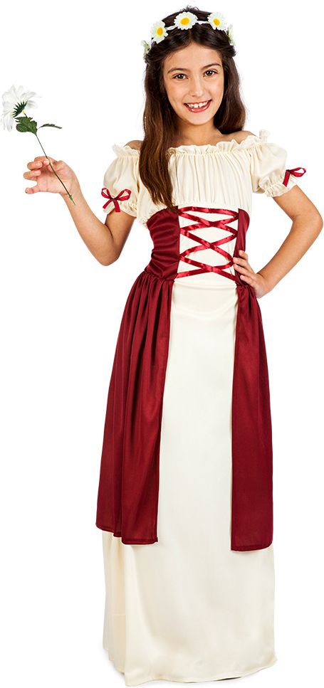 Betoverende Middeleeuwse Jurk Wit Meisjes