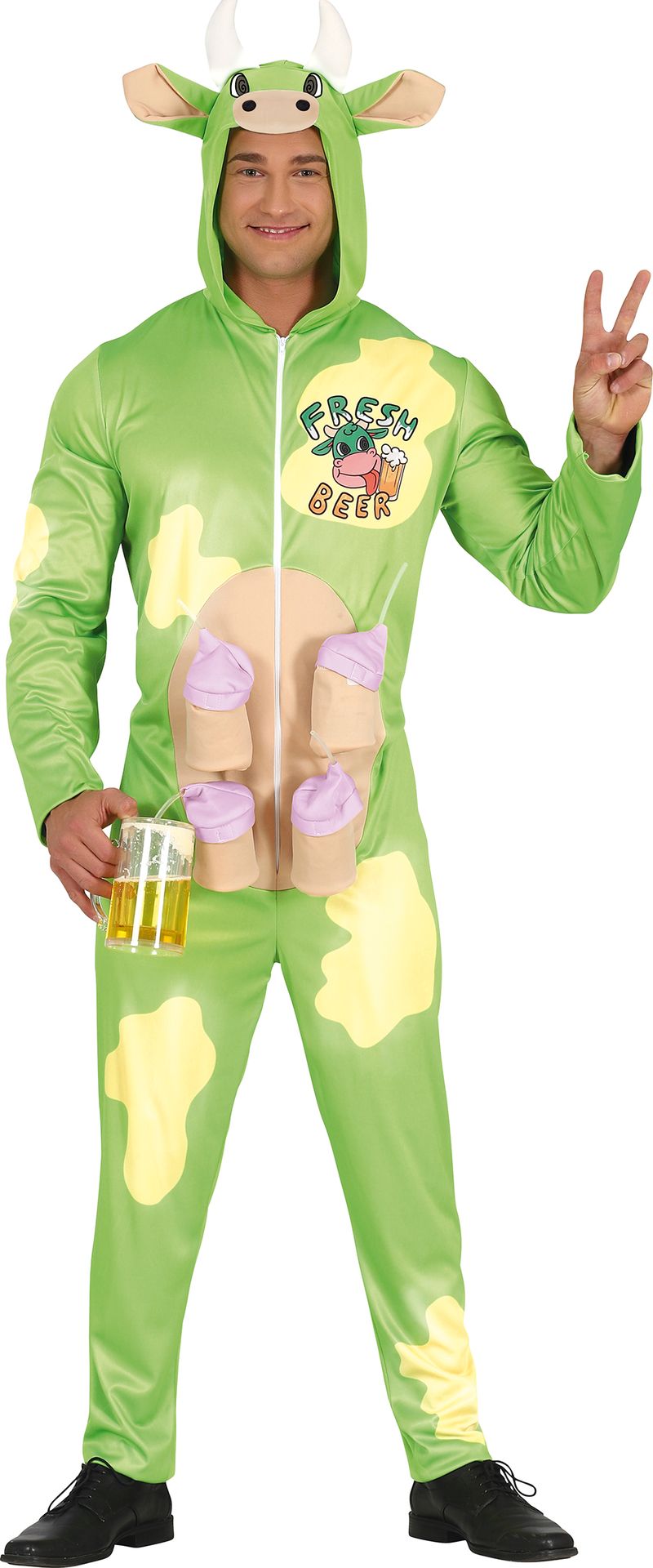 Bier koe onesie groen outfit dames