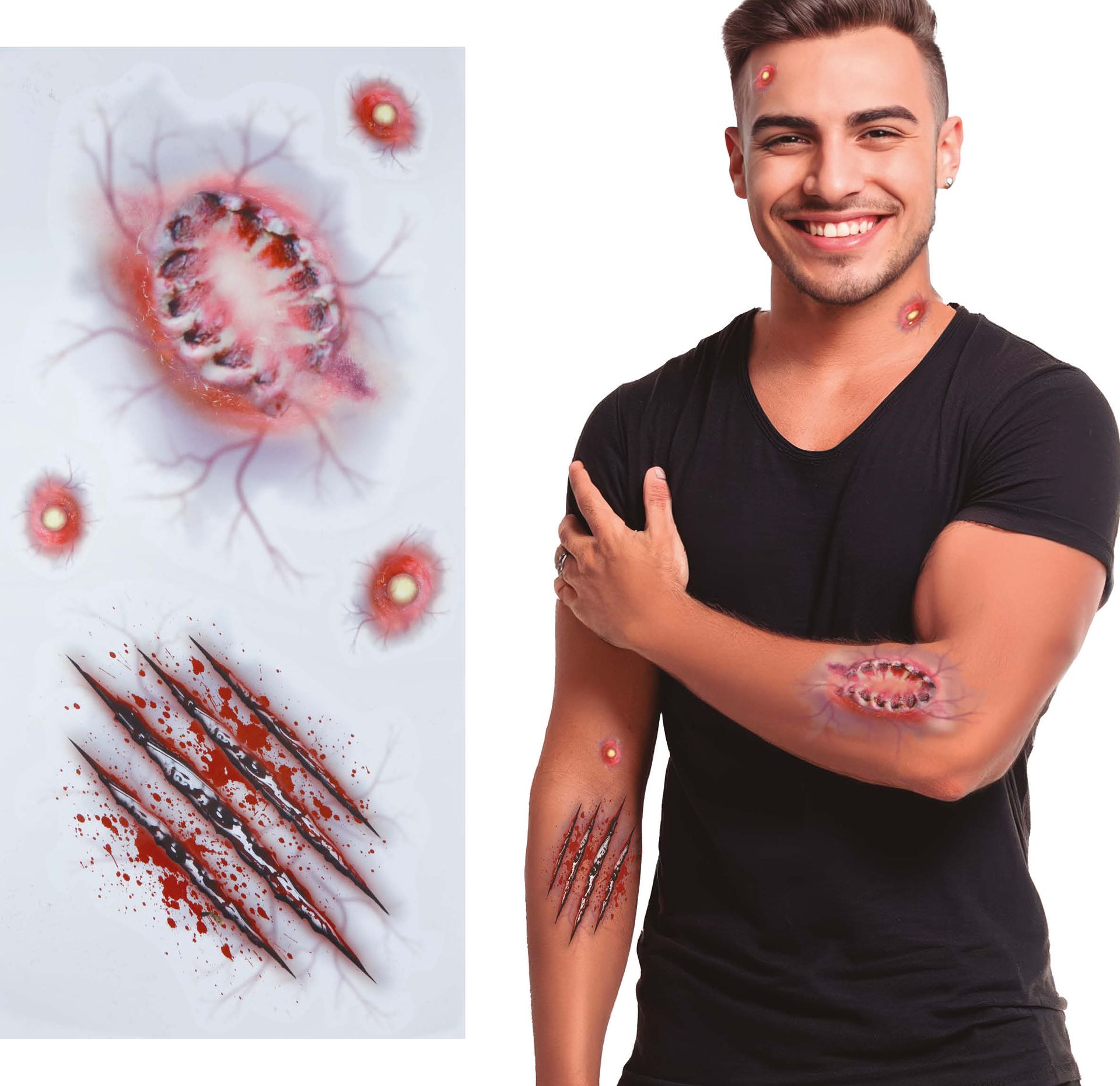 Bijt wond tattoos halloween 30 x 14 cm