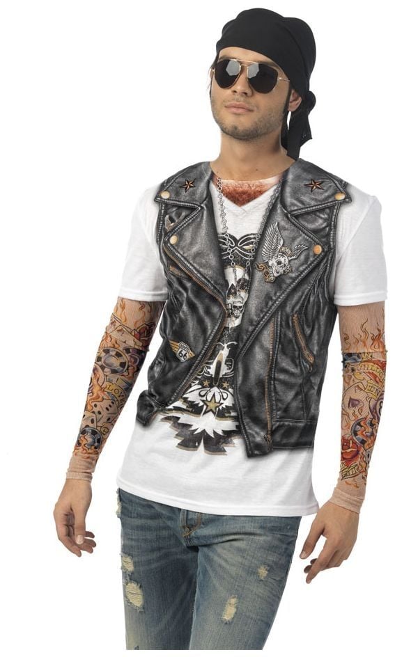 Biker shirt met tatoeages