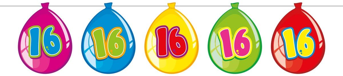 Birthday 16 jaar ballonnen slinger 10 meter