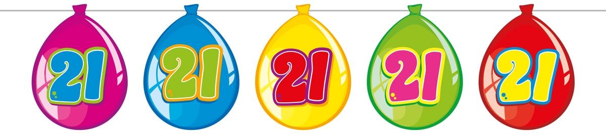 Birthday 21 jaar ballonnen slinger 10 meter