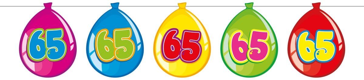 Birthday 65 jaar ballonnen slinger 10 meter