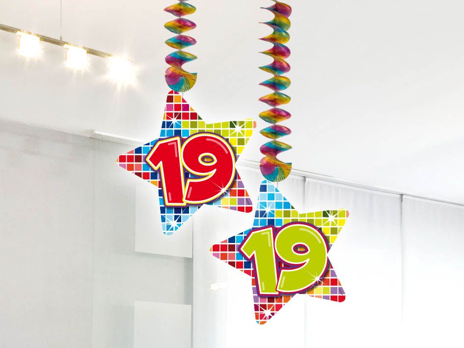 Birthday Blocks 19 Jaar Ster Spiraal Decoratie