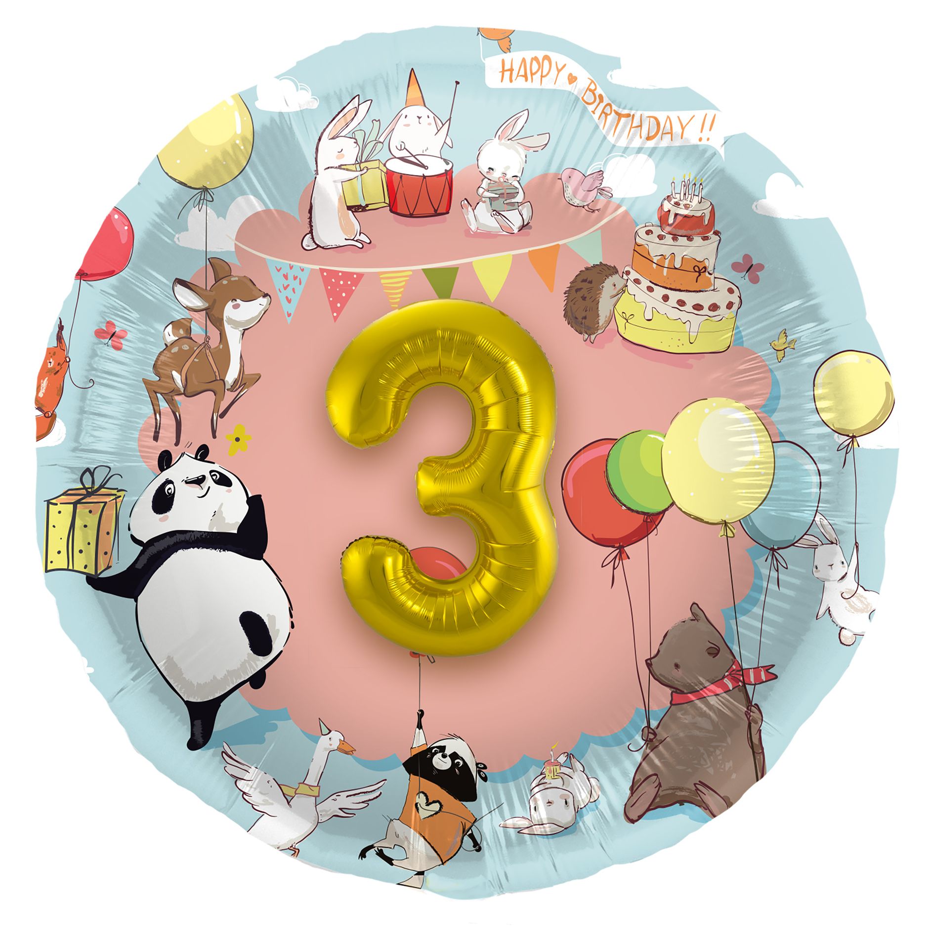 Birthday Dieren en cijfer folieballon
