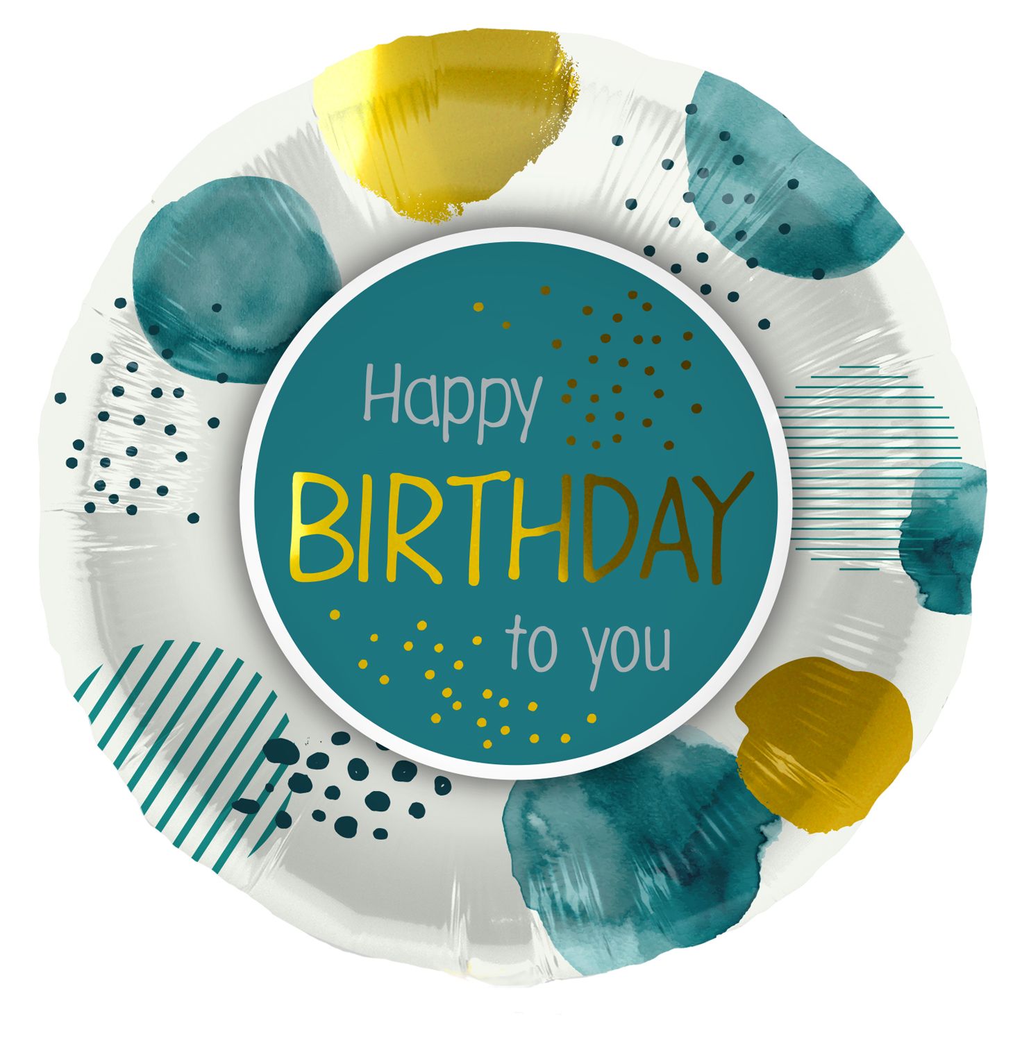 Blauw goud happy Birthday folieballon
