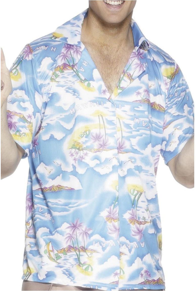 Blauw hawaii heren shirt