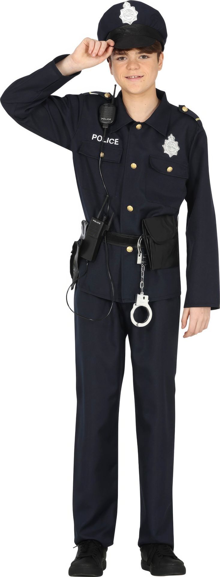 Blauw Politie Kostuum Kind 14-16 Jaar