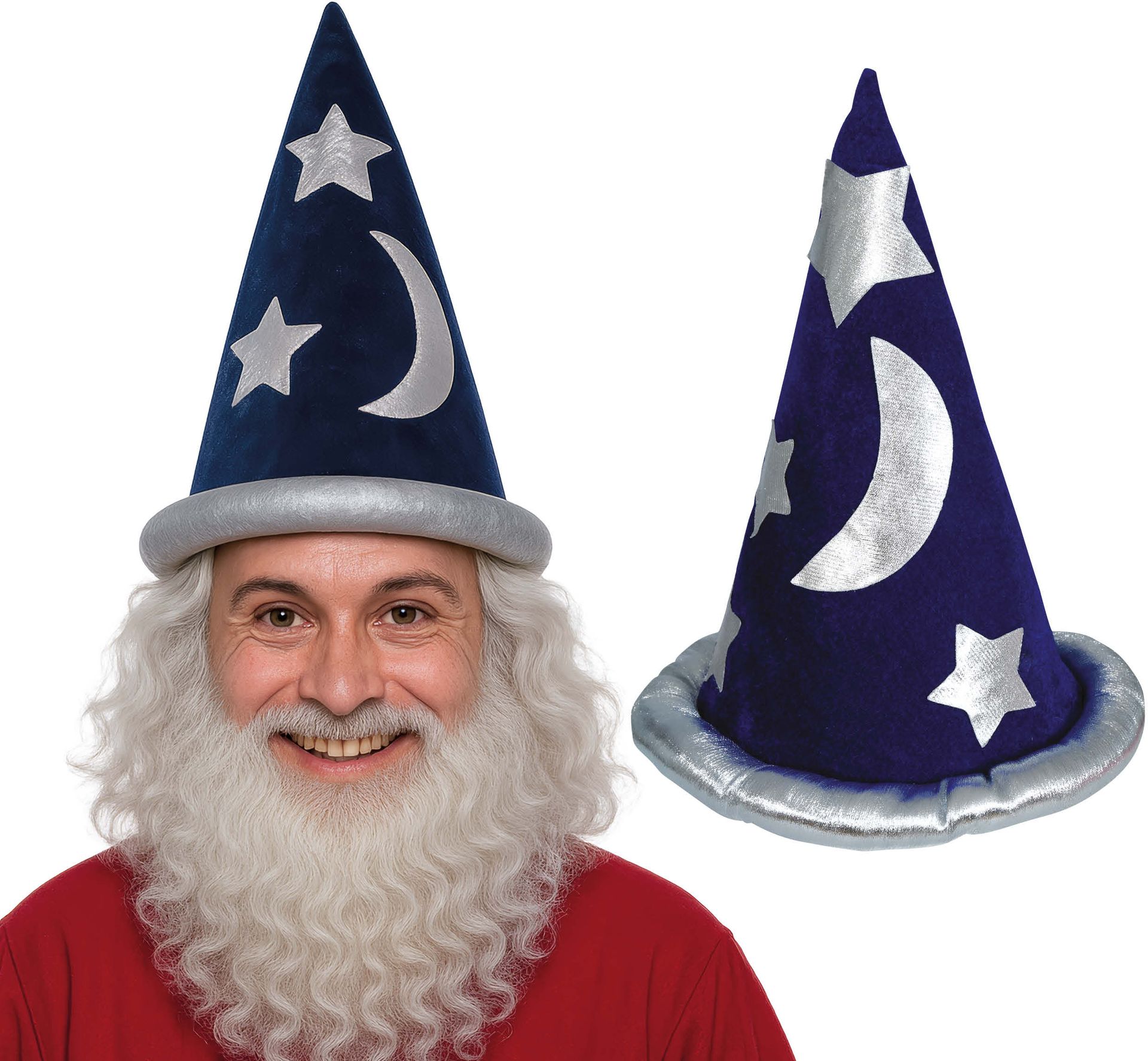 Blauw Zilveren Tovenaarshoed