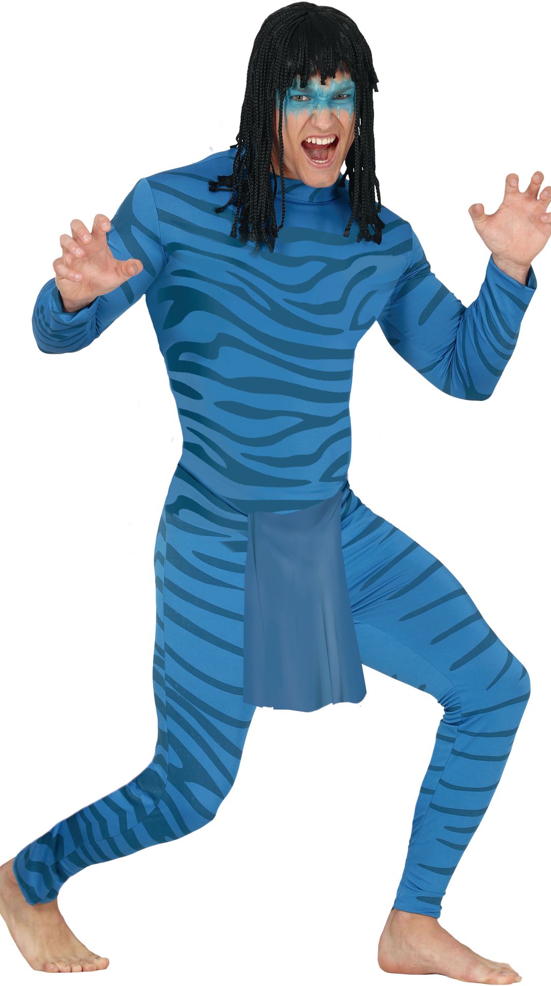 Blauwe Avatar outfit man