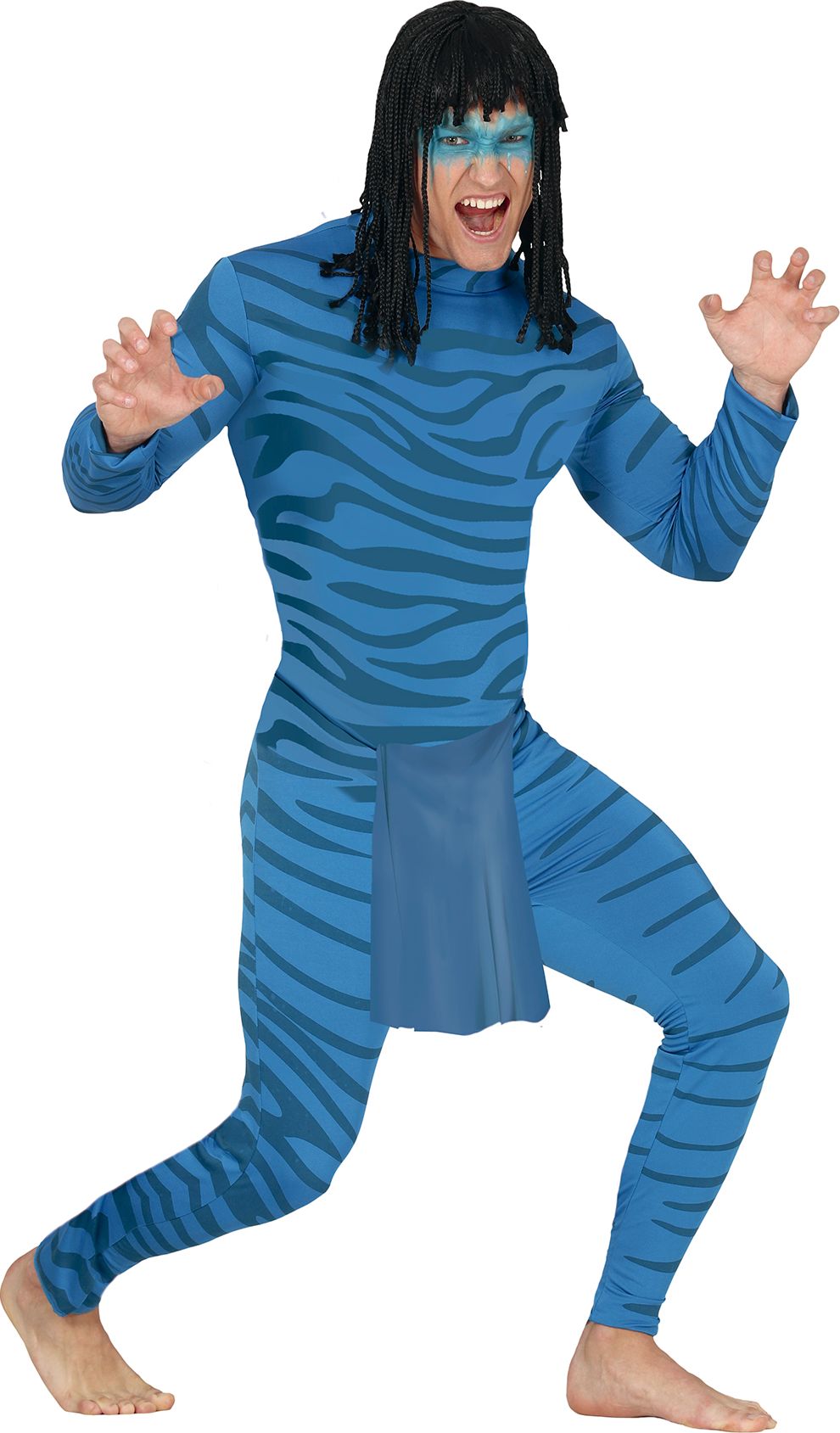 Blauwe Avatar outfit man