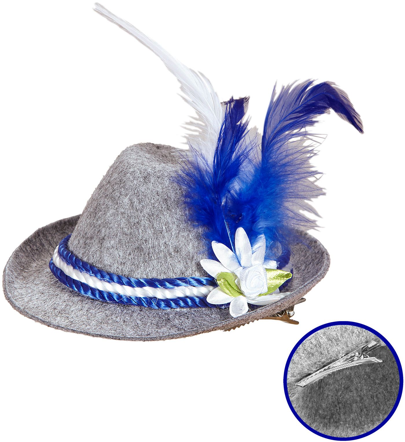 Blauwe beierse mini hoed
