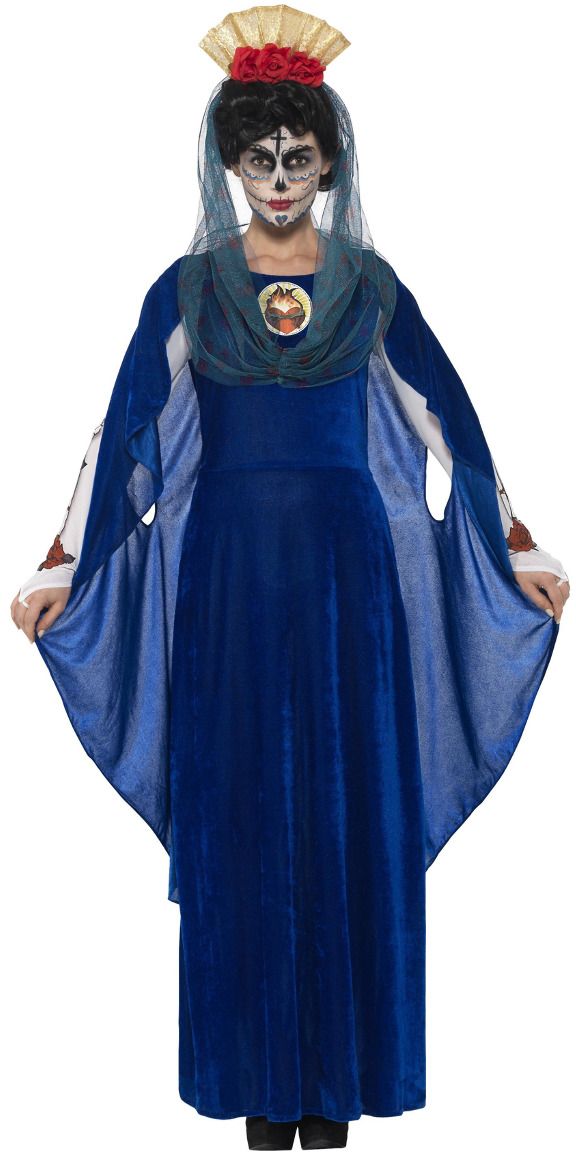 Blauwe dia de los muertos jurk