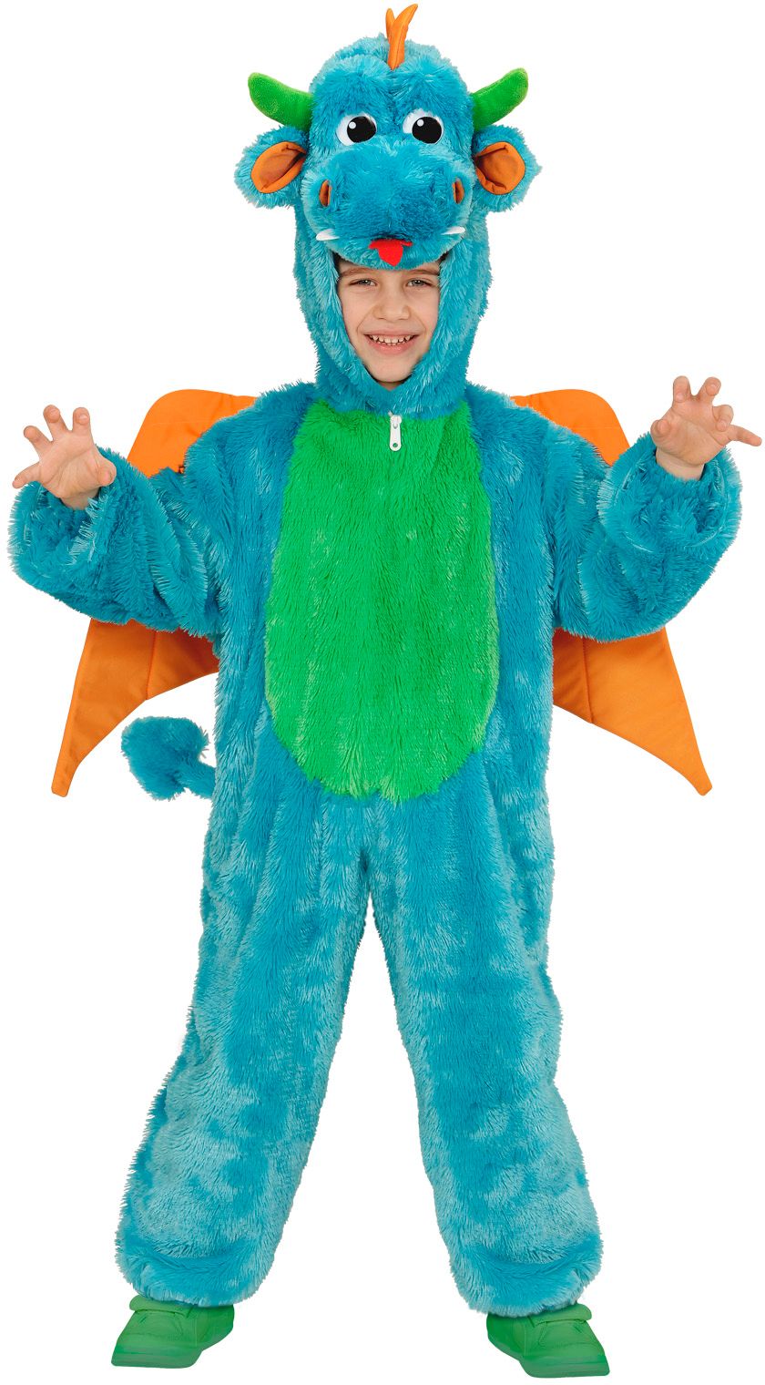 Blauwe draak onesie kind