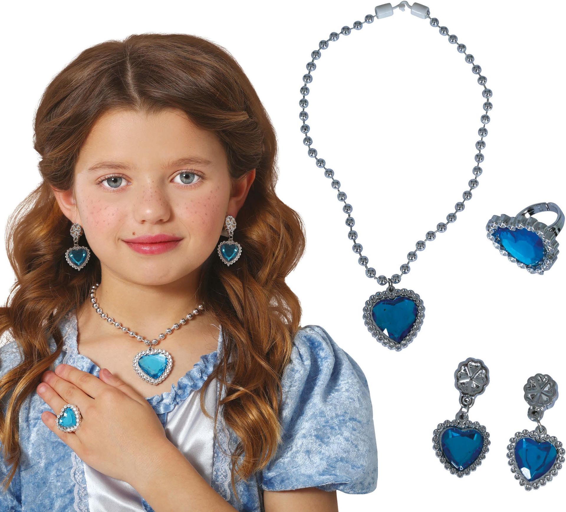 Blauwe Hart Prinses Sieradenset