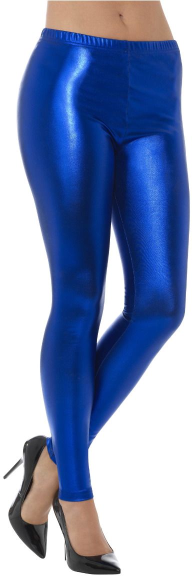 Blauwe jaren 80 metallic leggings