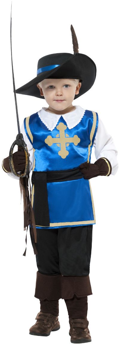 Blauwe kinderen musketier outfit