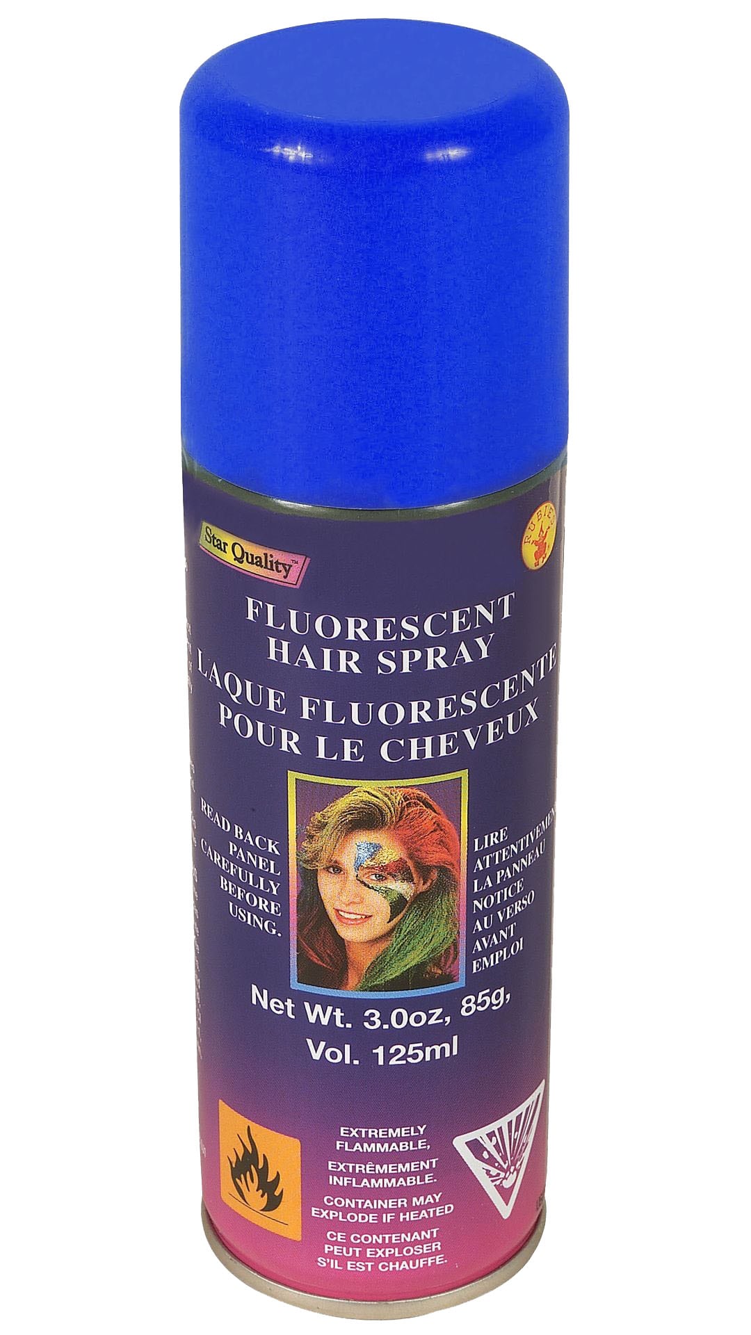 Blauwe kleur haarspray