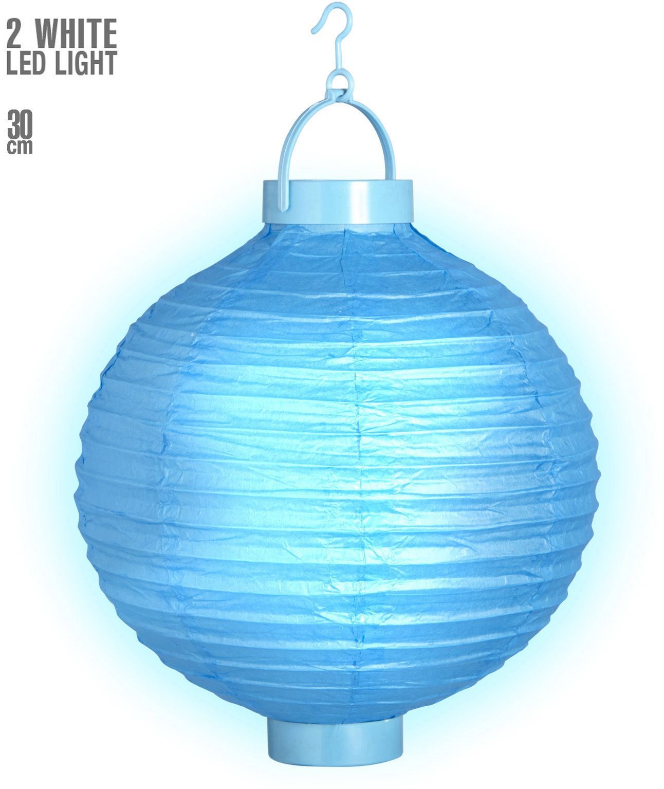 Blauwe lampion met 2 witte LED lichten