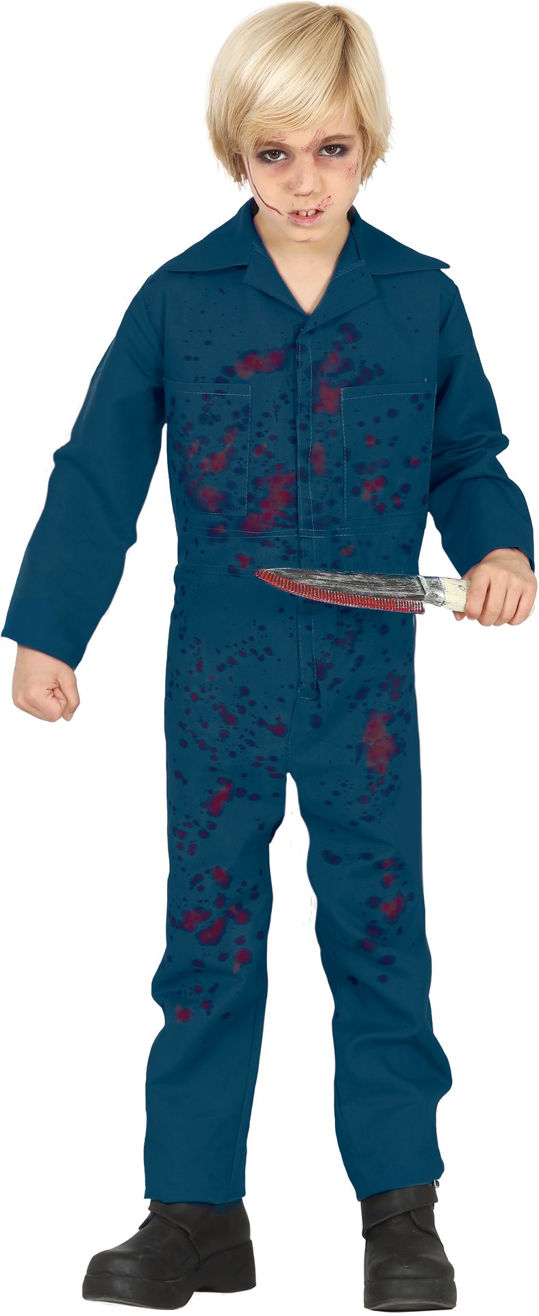 Blauwe Michael Myers jumpsuit outfit jongens