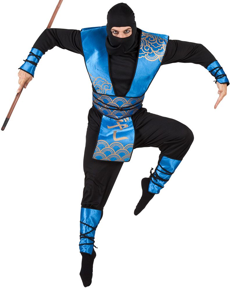 Blauwe ninja krijger outfit mannen