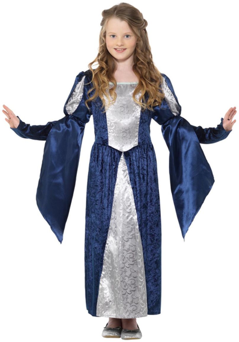 Blauwe victoriaanse meisjes outfit