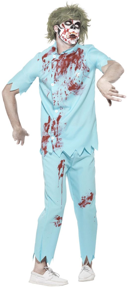 Blauwe zombie tandarts outfit