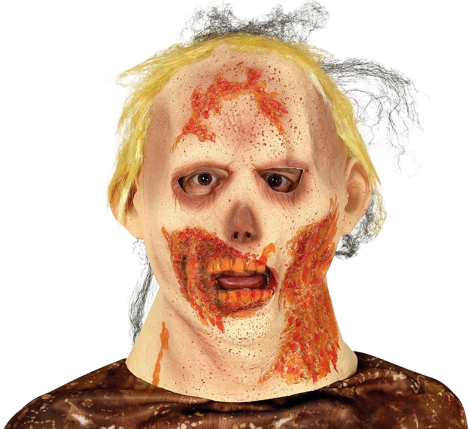 Bloederig zombie masker met haar