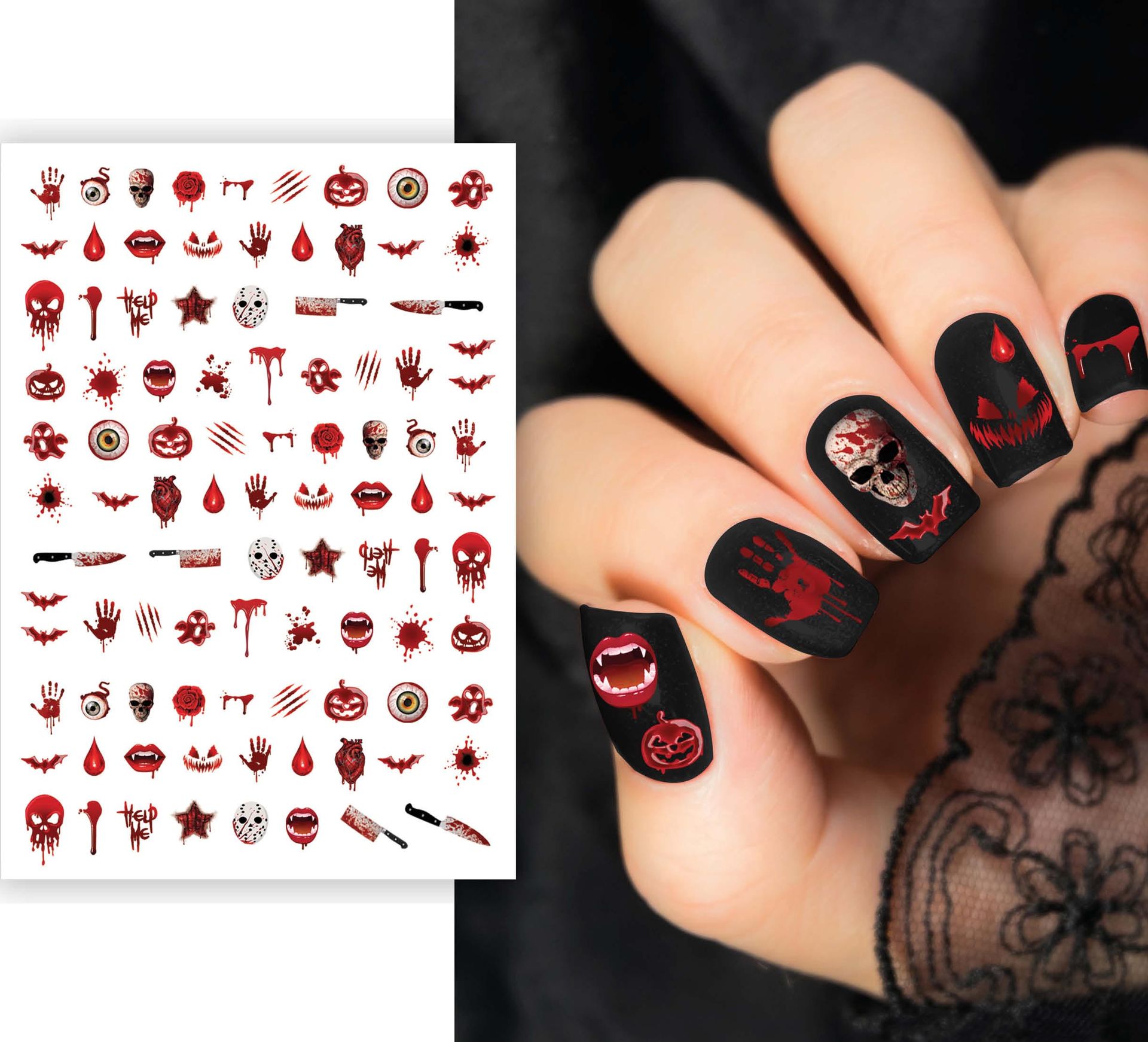 Bloederige nagelstickers halloween