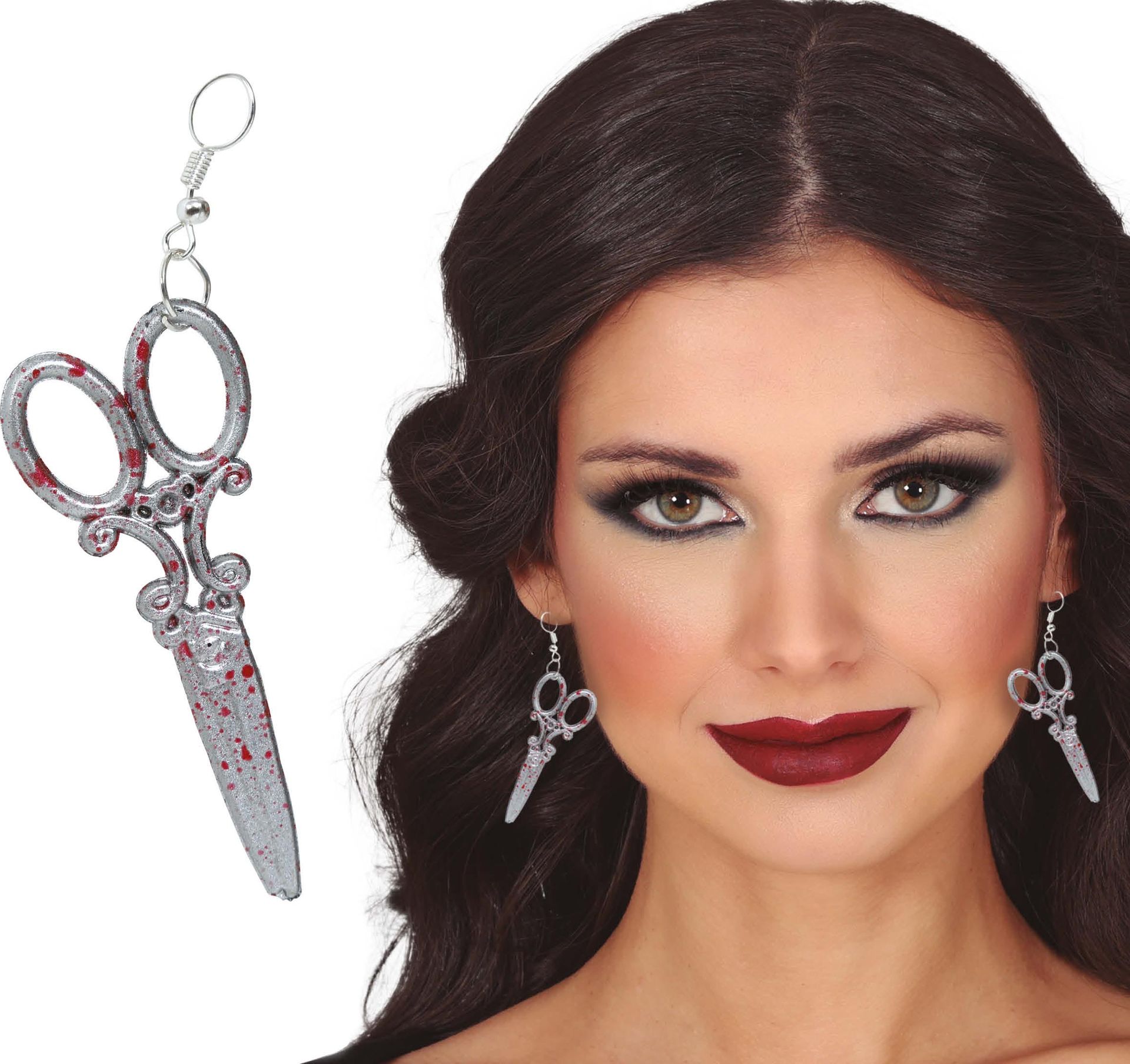 Bloederige schaar oorbellen set halloween