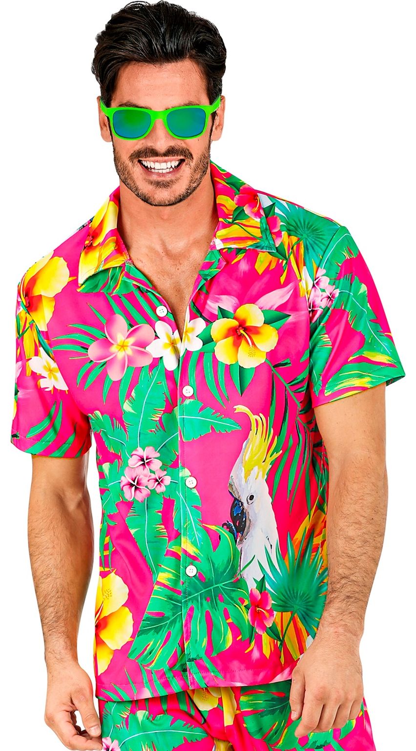 Bloemen Hawaii blouse roze mannen