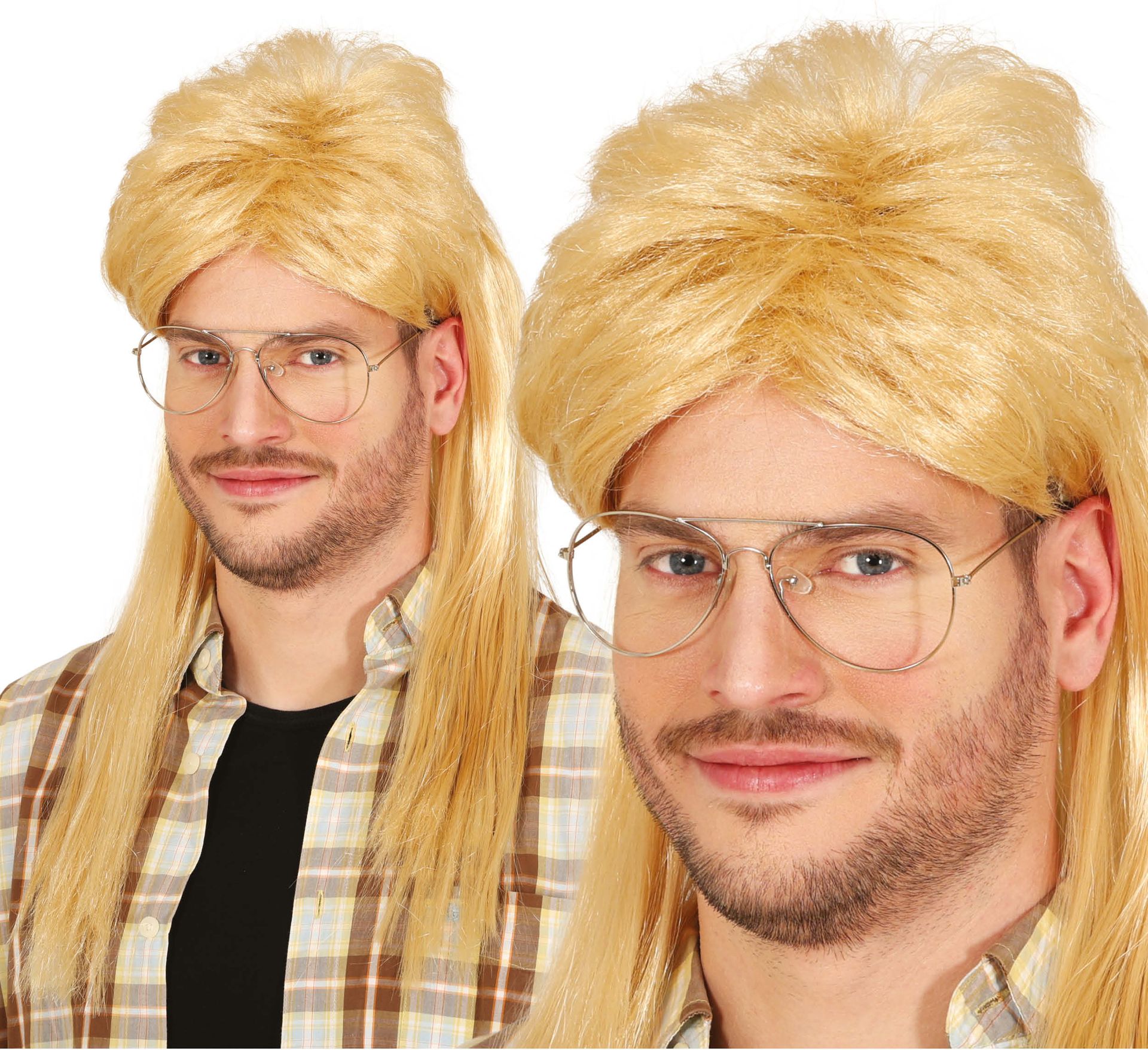 Blonde 80's Pruik met Matje Heren