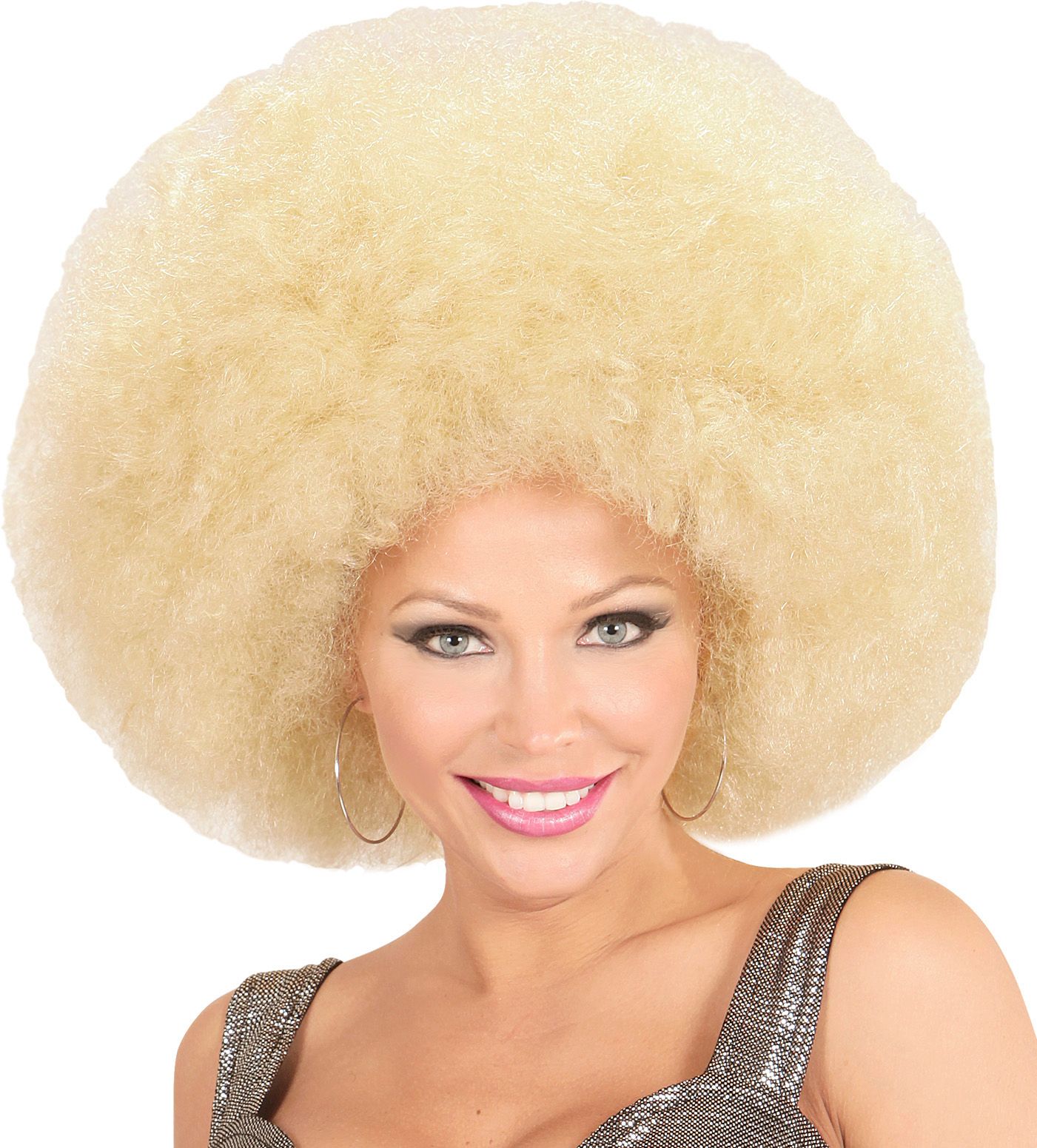 Blonde afro pruik extra groot