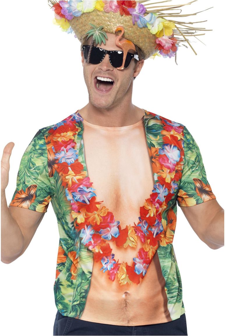 Blote borst tropisch hawaii t shirt
