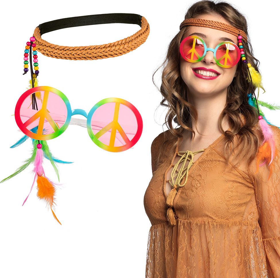 Bohemian hippie veren hoofdband en bril