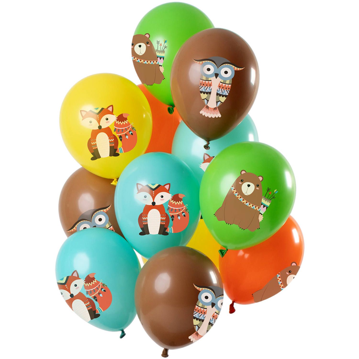 Bosdieren ballonnen meerkleurig 12 stuks