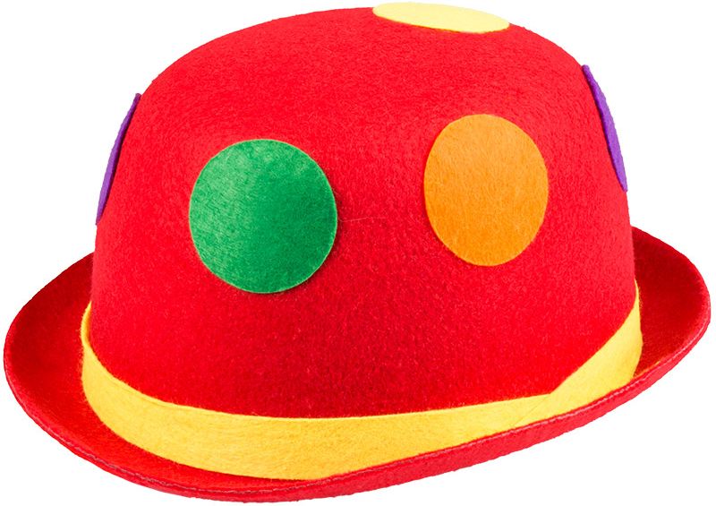 Bowler clown hoed rood