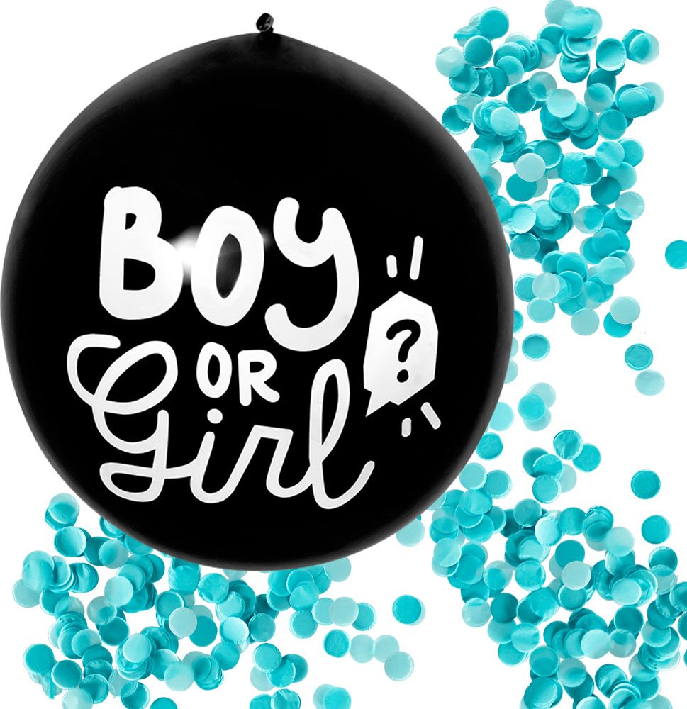 Boy or girl gender reveal folieballon blauw