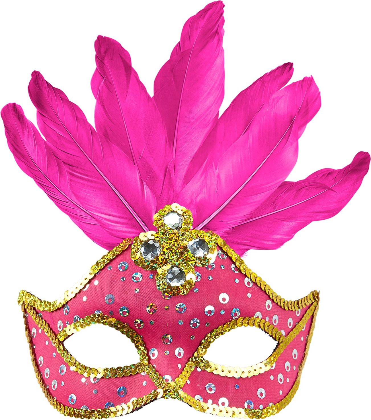 Braziliaans carnaval masker roze met veren
